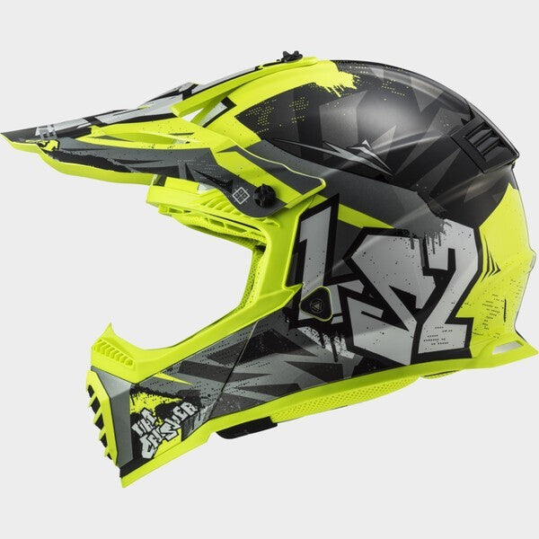 LS2 MX437 Fast Evo Mini 2 Kids ECE2206 MX Motocross Helmet Crusher Black Yellow