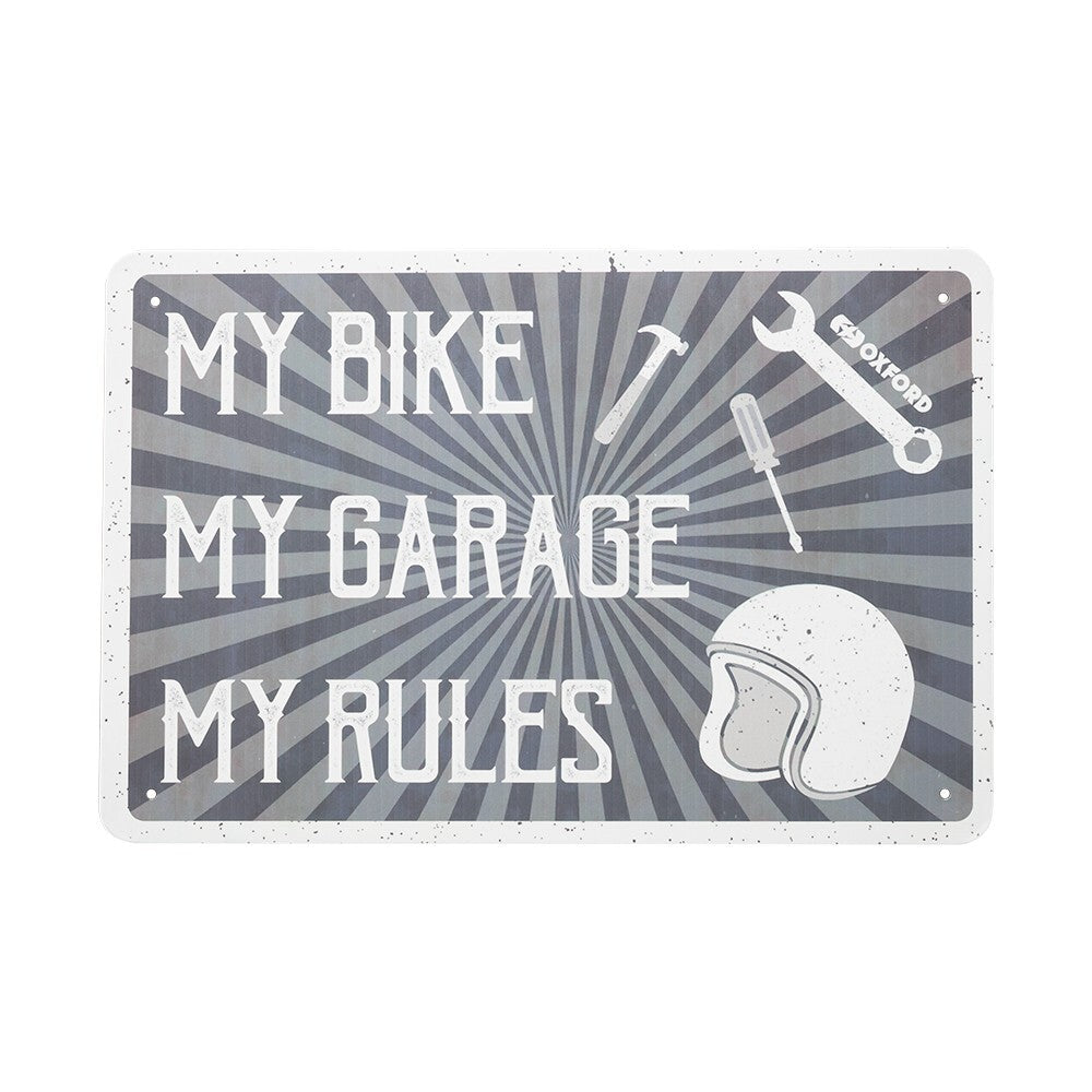 Oxford Garage Metal Motorcycle Motorbike Sign - MY BIKE MY GARAGE MY RULES