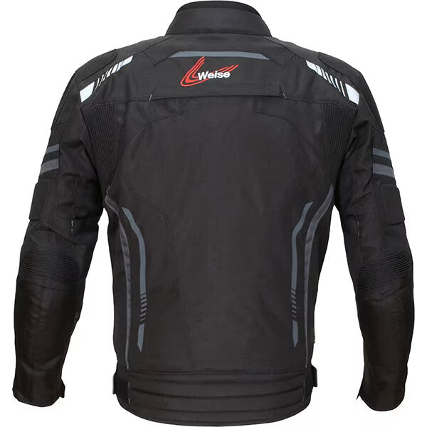 Weise Vertex Waterproof All Season Textile Motorcycle Motorbike Jacket - Black