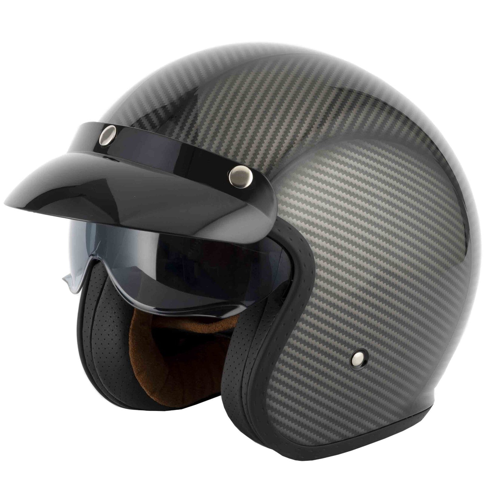 VCAN H589 Classic Retro Style Open Face Motorcycle Motorbike Helmet Delta Carbon