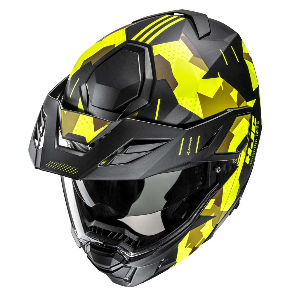 HJC I80 Roki Yellow Peaked Modual Flip Dual Sport Motorcycle Motorbike Helmet