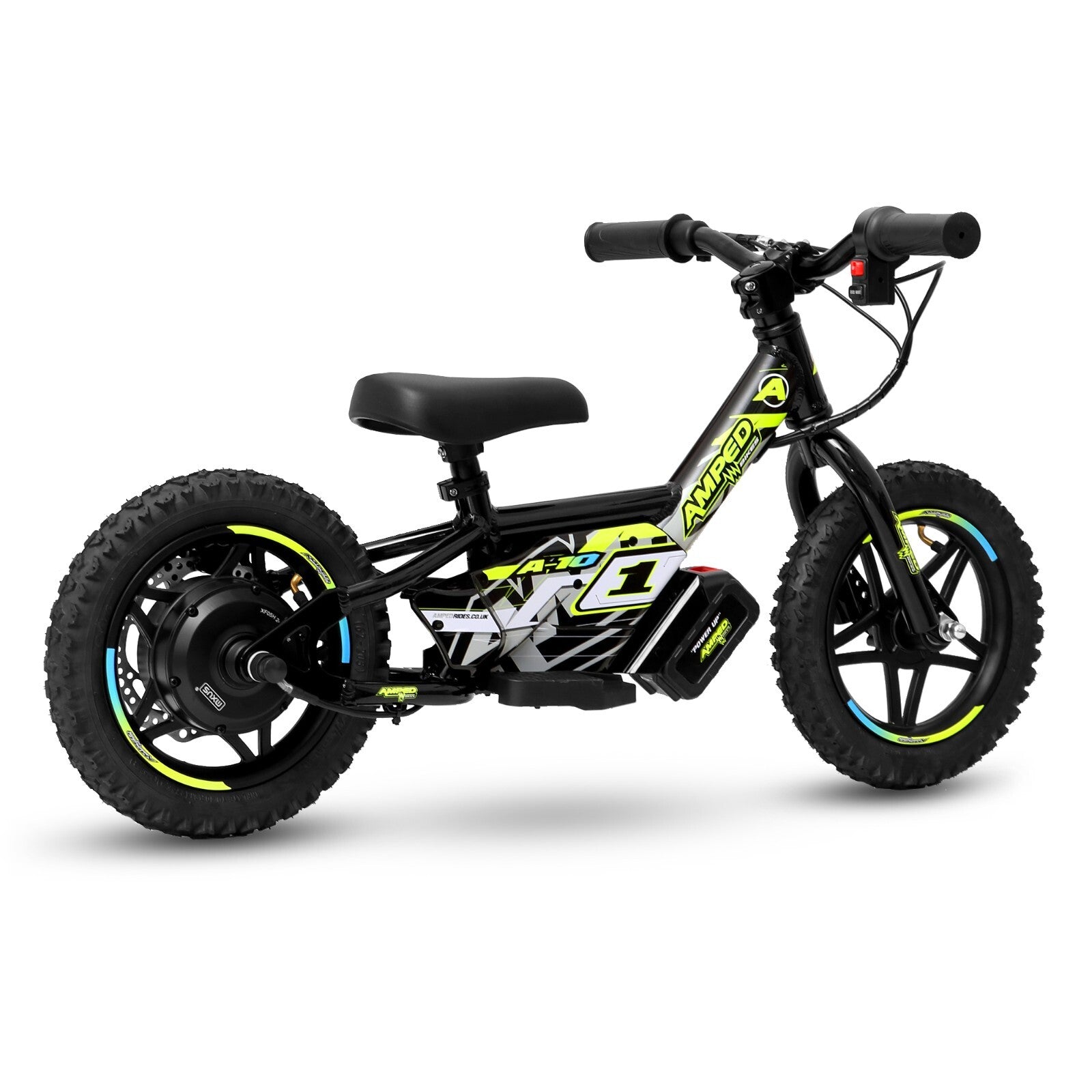 Amped A10 Black 150w 18v Electric Kids Age 3+ Balance Bike Black Yellow New 2025
