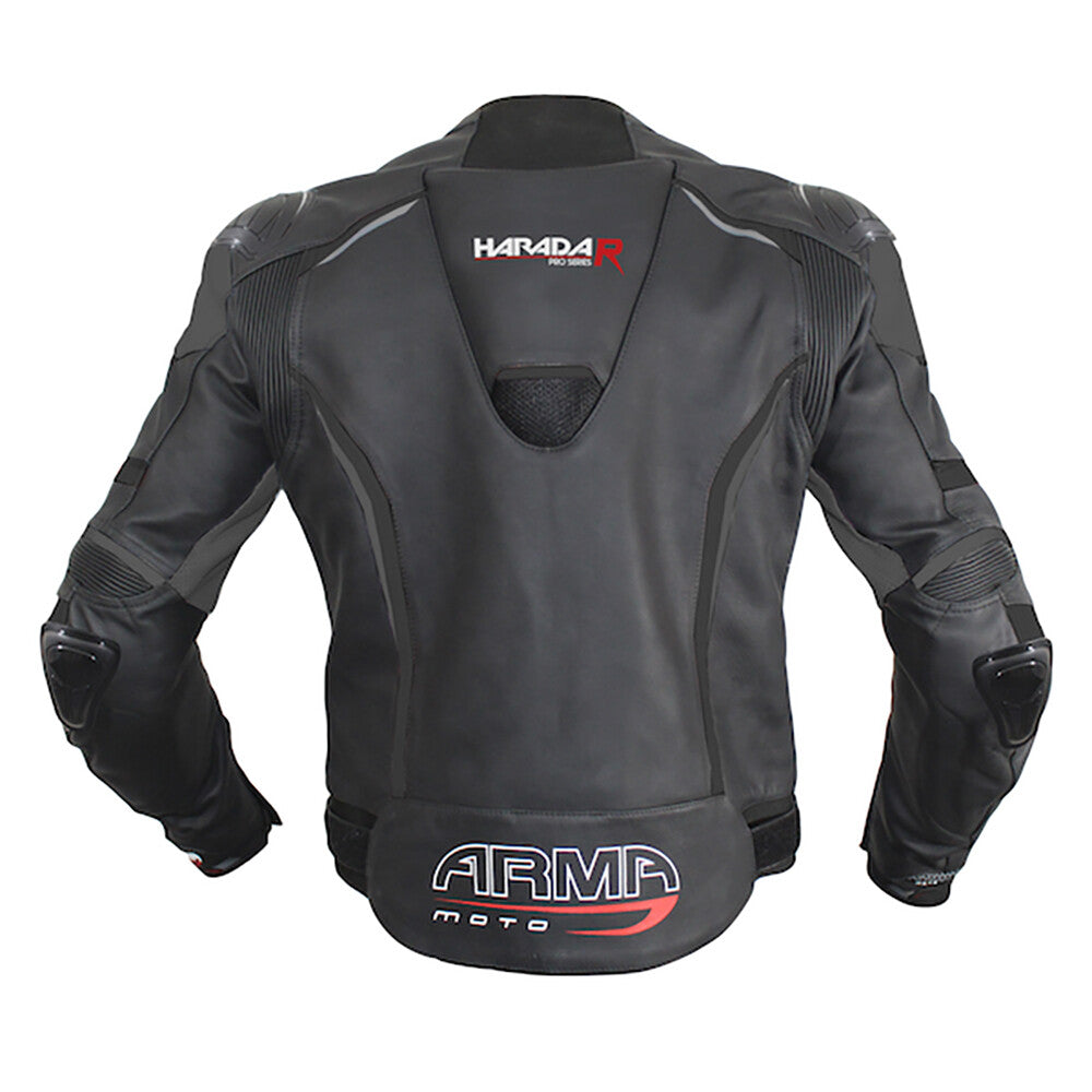 ARMR Moto Harada R Leather Motorcycle Motorbike Sports Jacket - Black