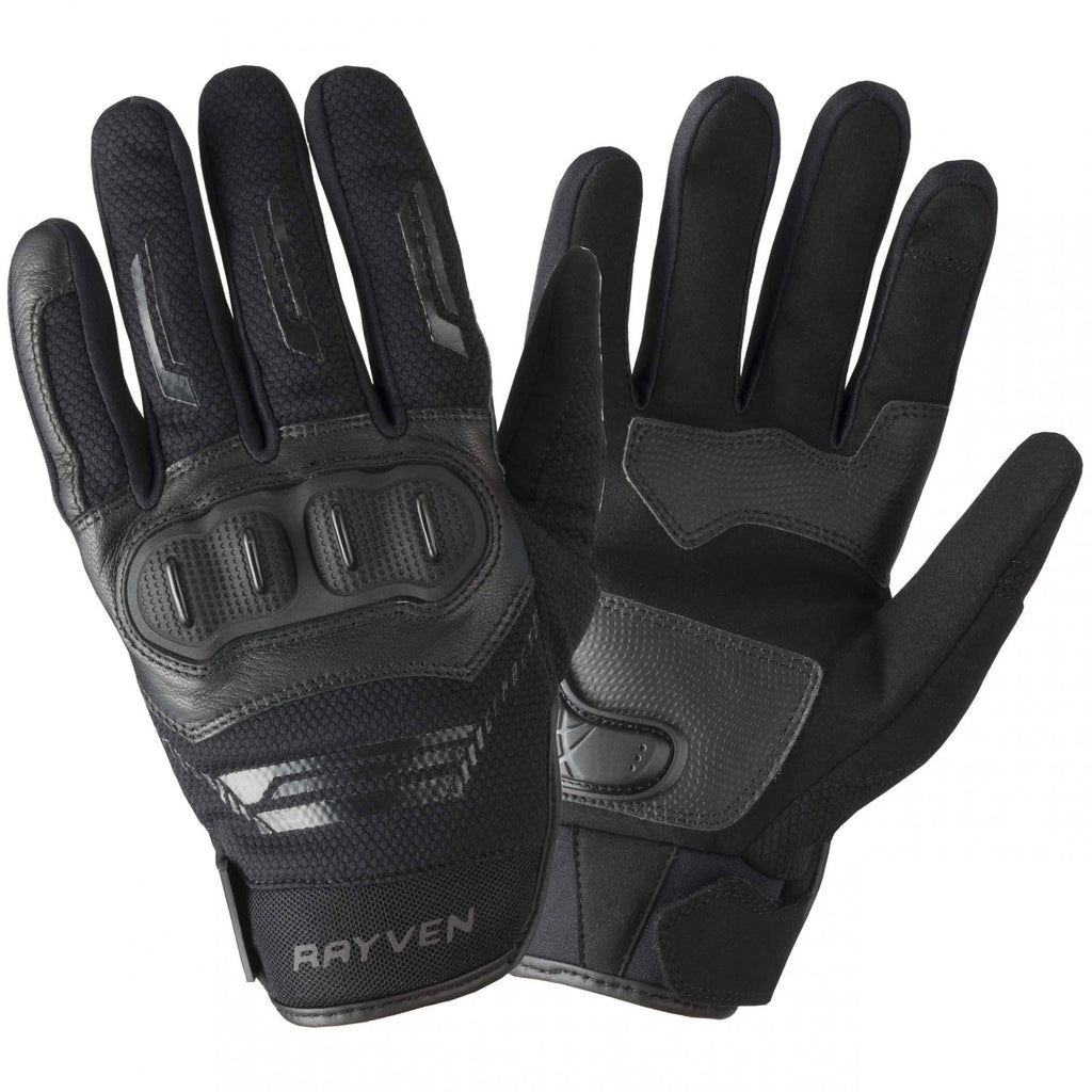Rayven Denver CE Approved Short Summer Motorcycle Motorbike Glove - Black