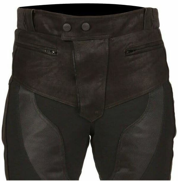 Buffalo Endurance Waterproof Leather Textile Mixed Trousers Pants Jeans - Black