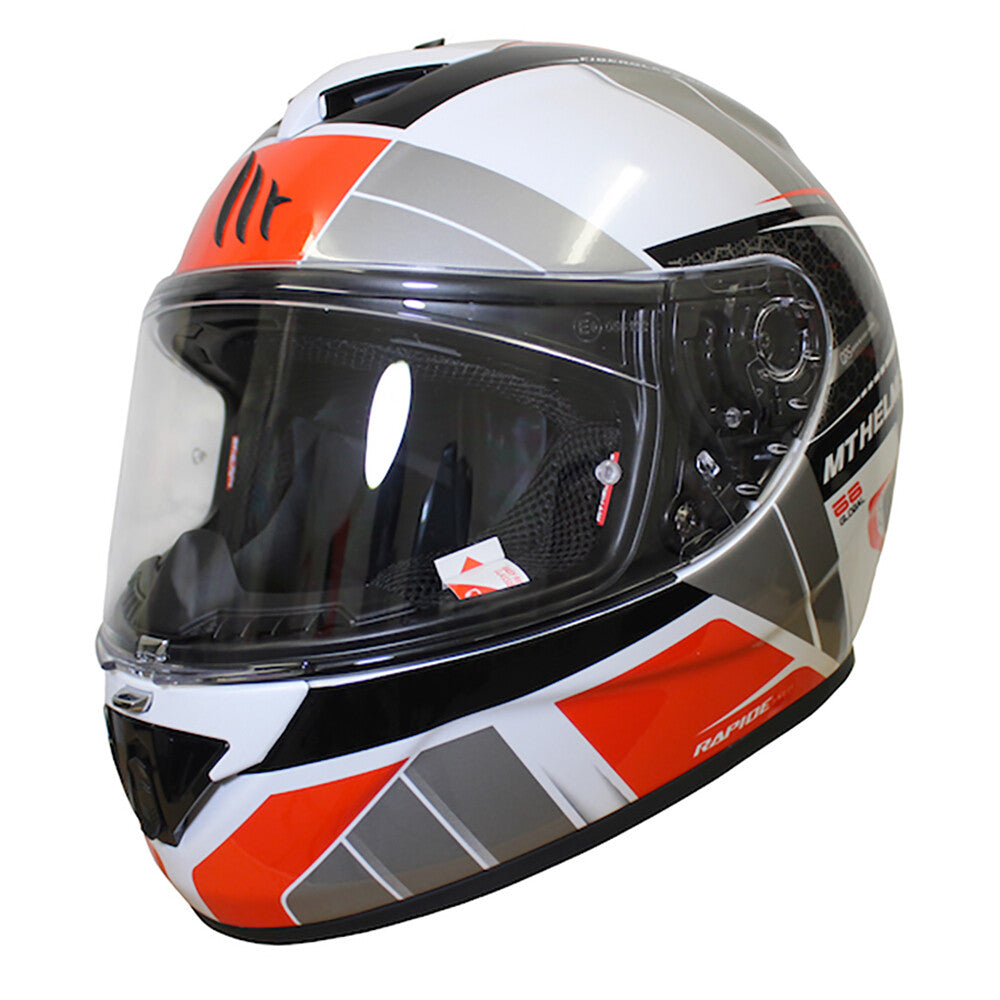 MT Rapide Fiberglass Motorcycle Motorbike Global White & Grey & Red Free Pinlock