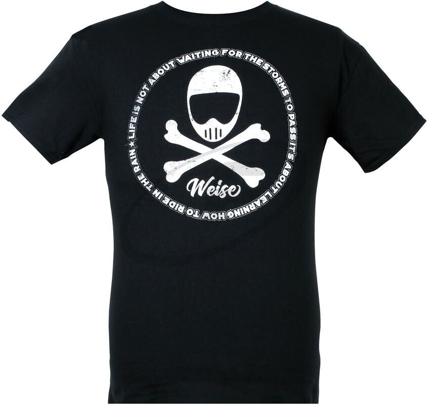 Weise Skull Motorcycle Motorbike Style Casual Short Sleeve Tee T-Shirt - Black