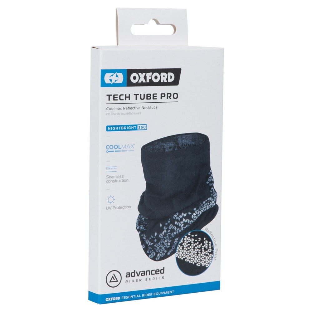 Oxford Tech Tube Pro Motorcycle Neck Warmer Coolmax Reflective Wicking Black