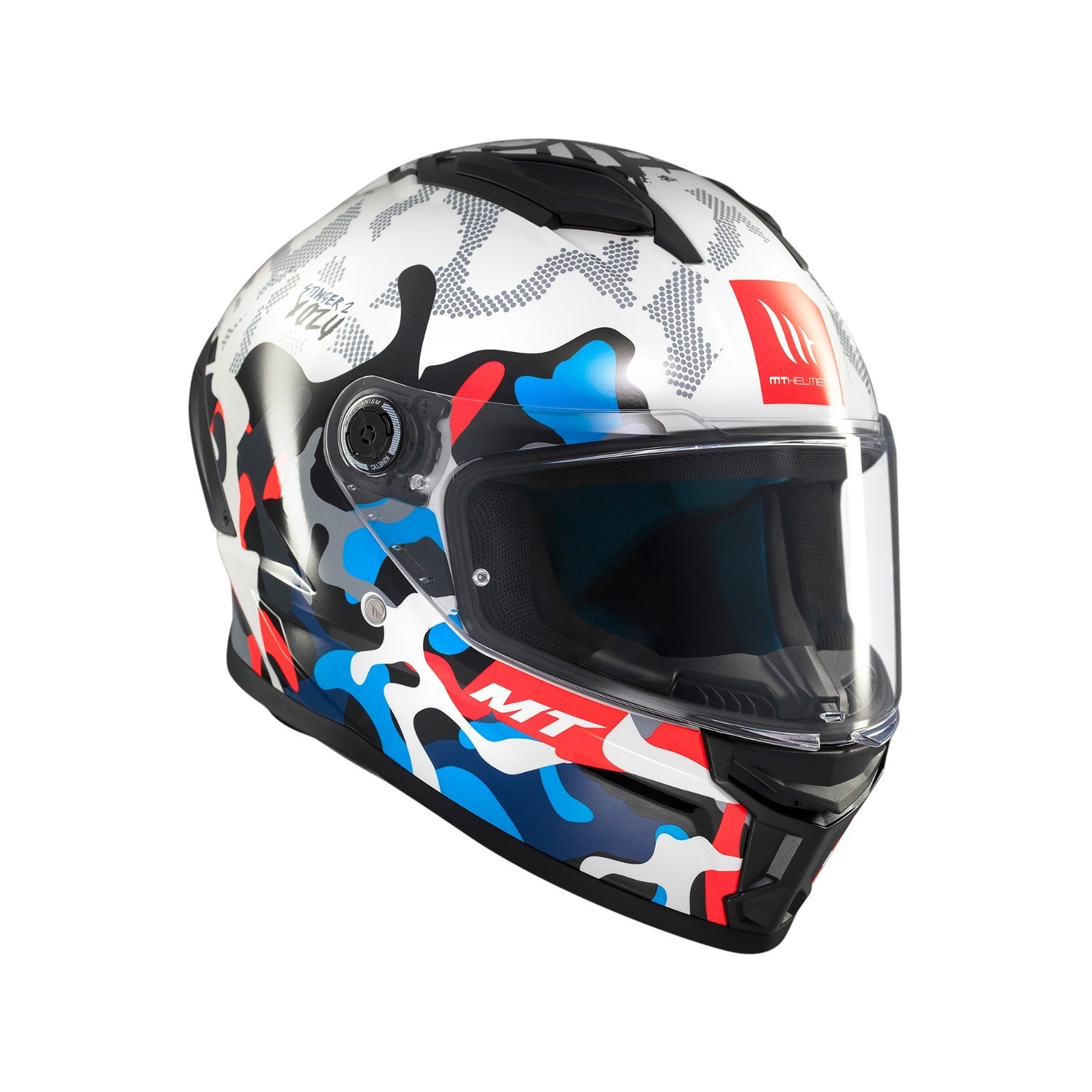 MT Stinger 2 Yozu Full Face White Red Blue ECE2206  Motorcycle Motorbike Helmet