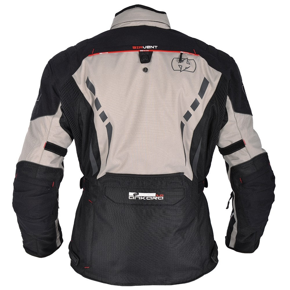 Oxford Ankara Long Waterproof Textile Motorcycle Motorbike Jacket Grey Black