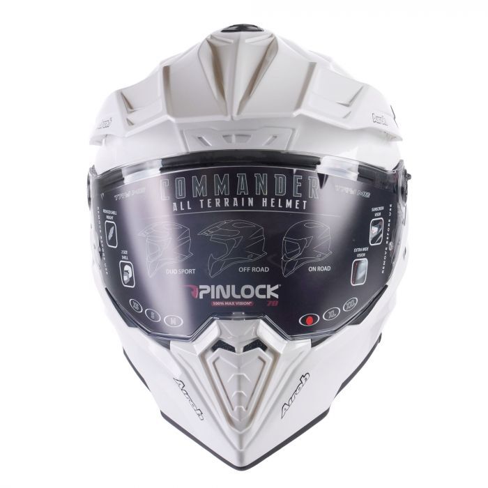 Airoh Commander Adventure ACU Gold Motorcycle Motorbike Helmet - Gloss White