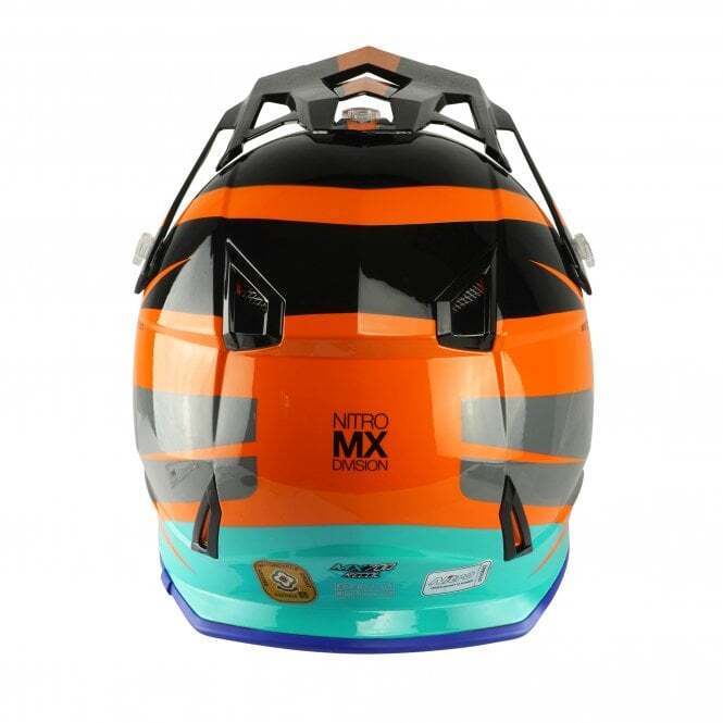 Nitro MX700 Recoil MX Off Road Motocross Motorbike Helmet Black Orange Teal
