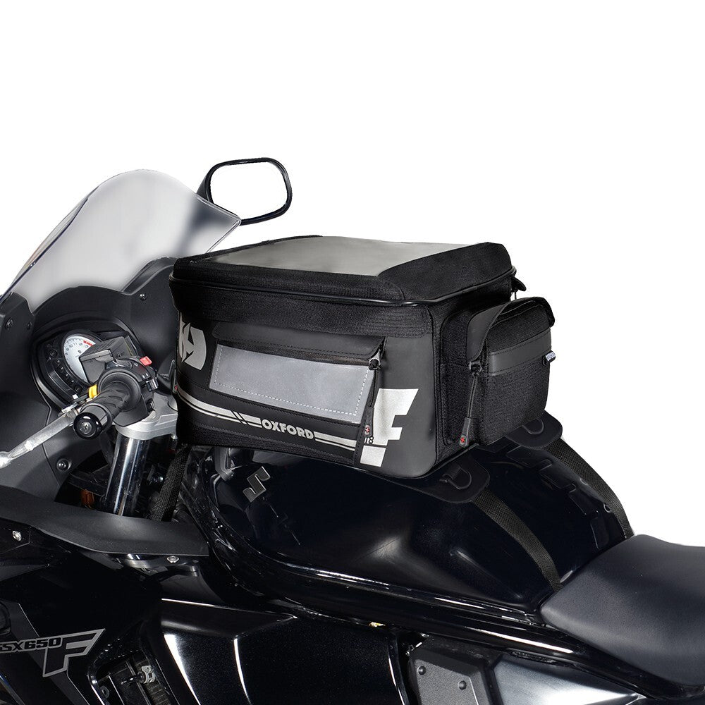 Oxford F1 Small 18 Litre Strap-On Motorcycle Motorbike Tank Bag Black