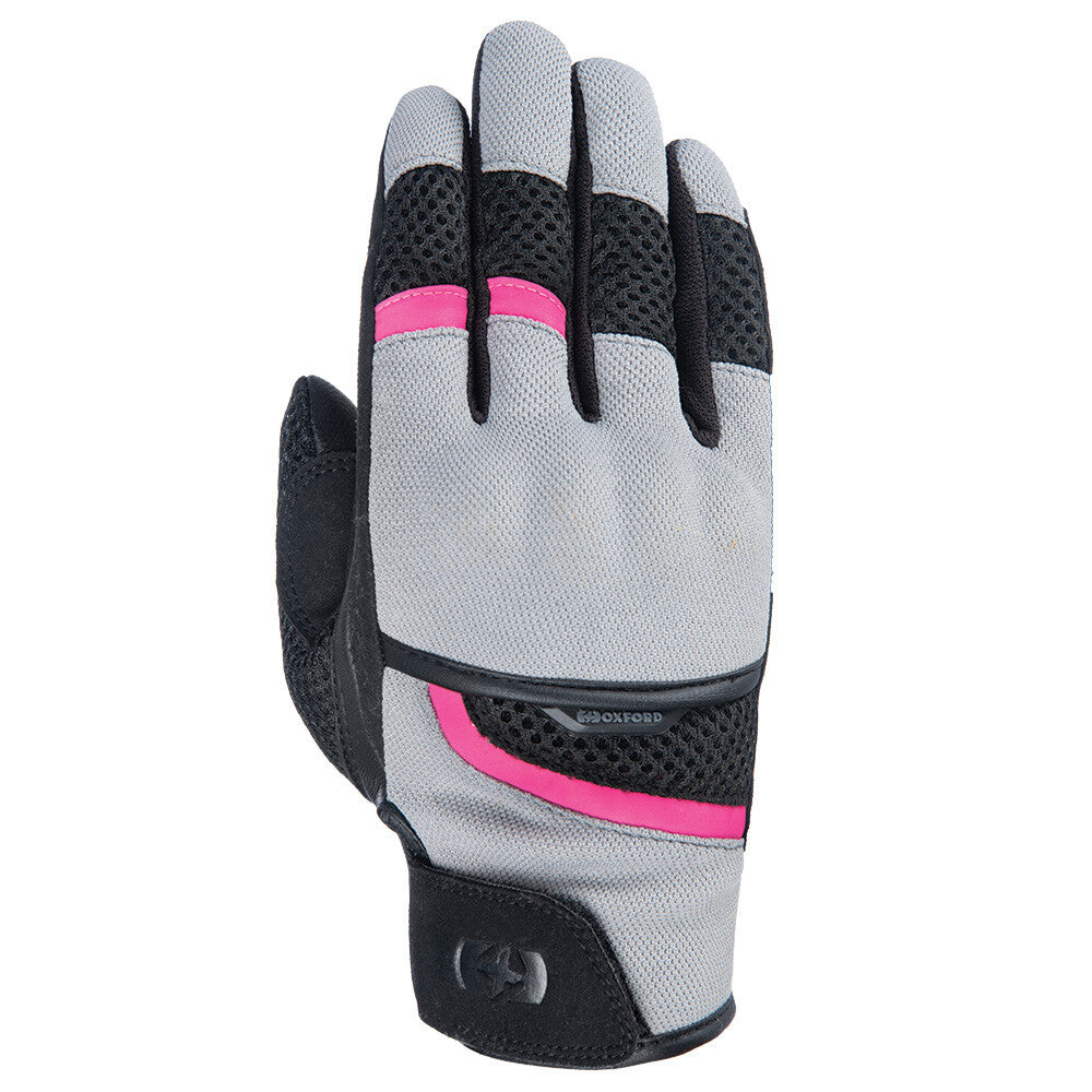 Oxford Brisbane Air Short Vented Ladies Motorcycle Motorbike Gloves Grey Pink