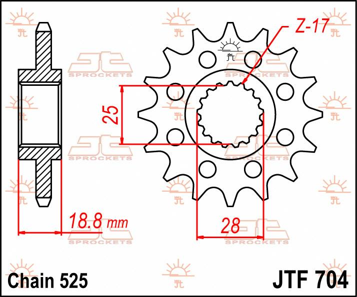 JT Sprockets JTF704RB Motorcycle Motorbike Front Sprocket 525 x 17 Teeth