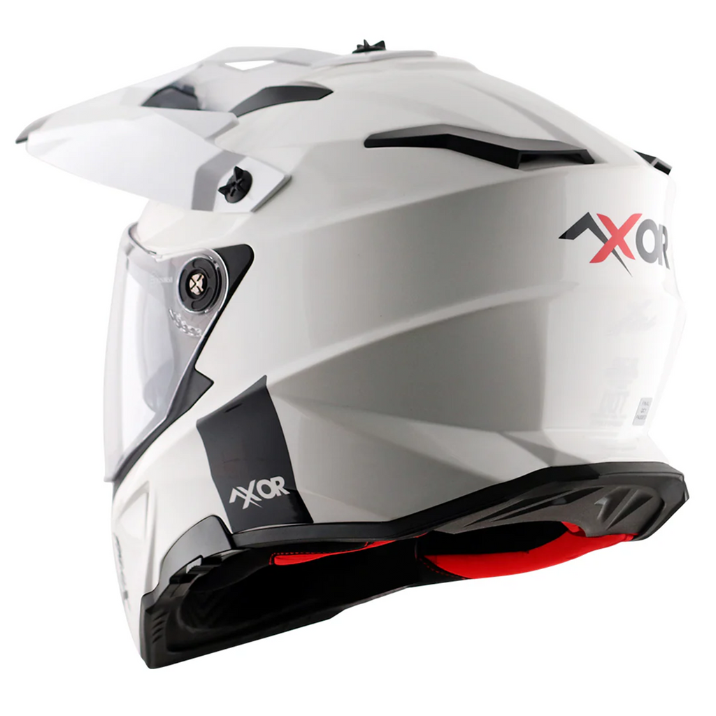 Axor X-Cross Adventure Dual Sport Helmet White Gloss, Free Smoke Visor & Pinlock