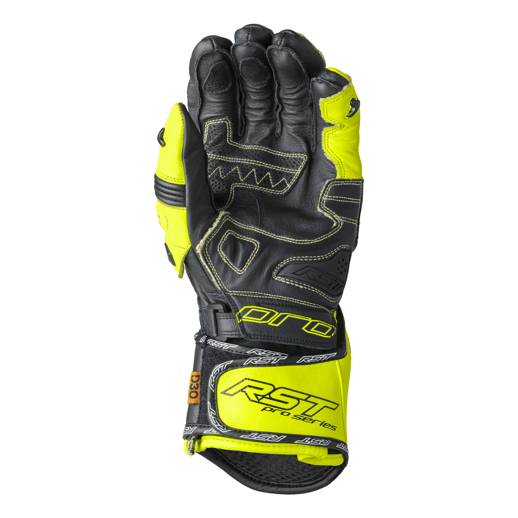 RST Pro Series GP D3O Kangaroo Leather Sports Track Motorcycle Bike Glove Yellow