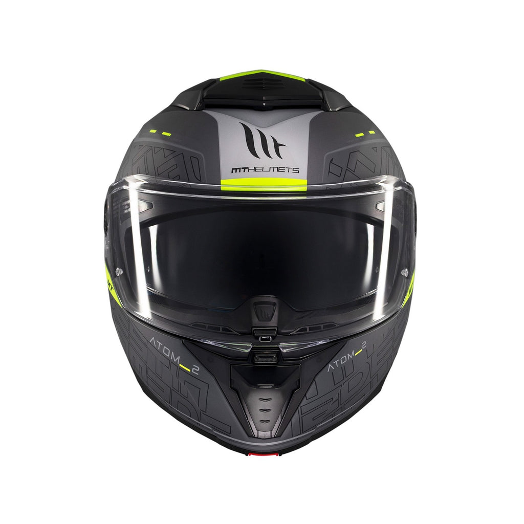 MT Helmets Atom 2 Destiny Matt Black Fluo Flip Motorcycle Motorbike Helmet