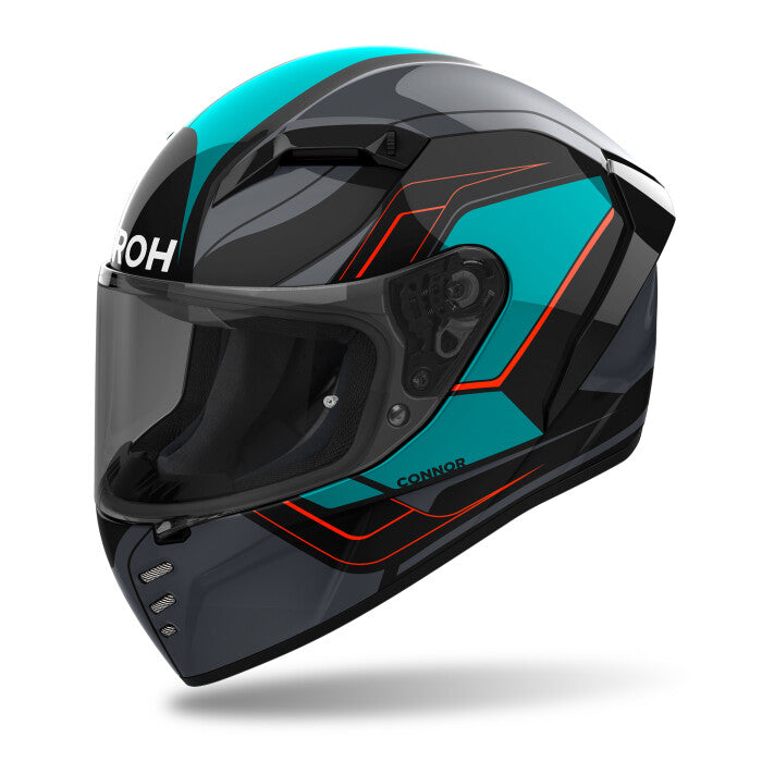 Airoh Connor ECE2206 Full Face Motorcycle Motorbike Helmet Dunk Gloss Black Teal