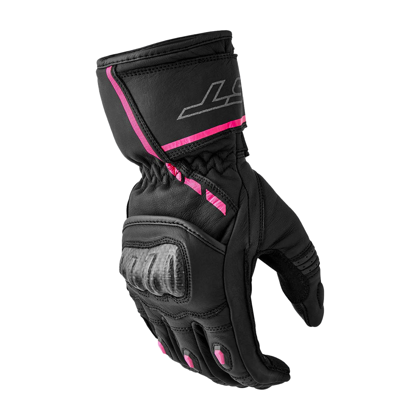 RST S-1 CE Ladies Leather Sports Motorcycle Motorbike Gloves - Black Pink
