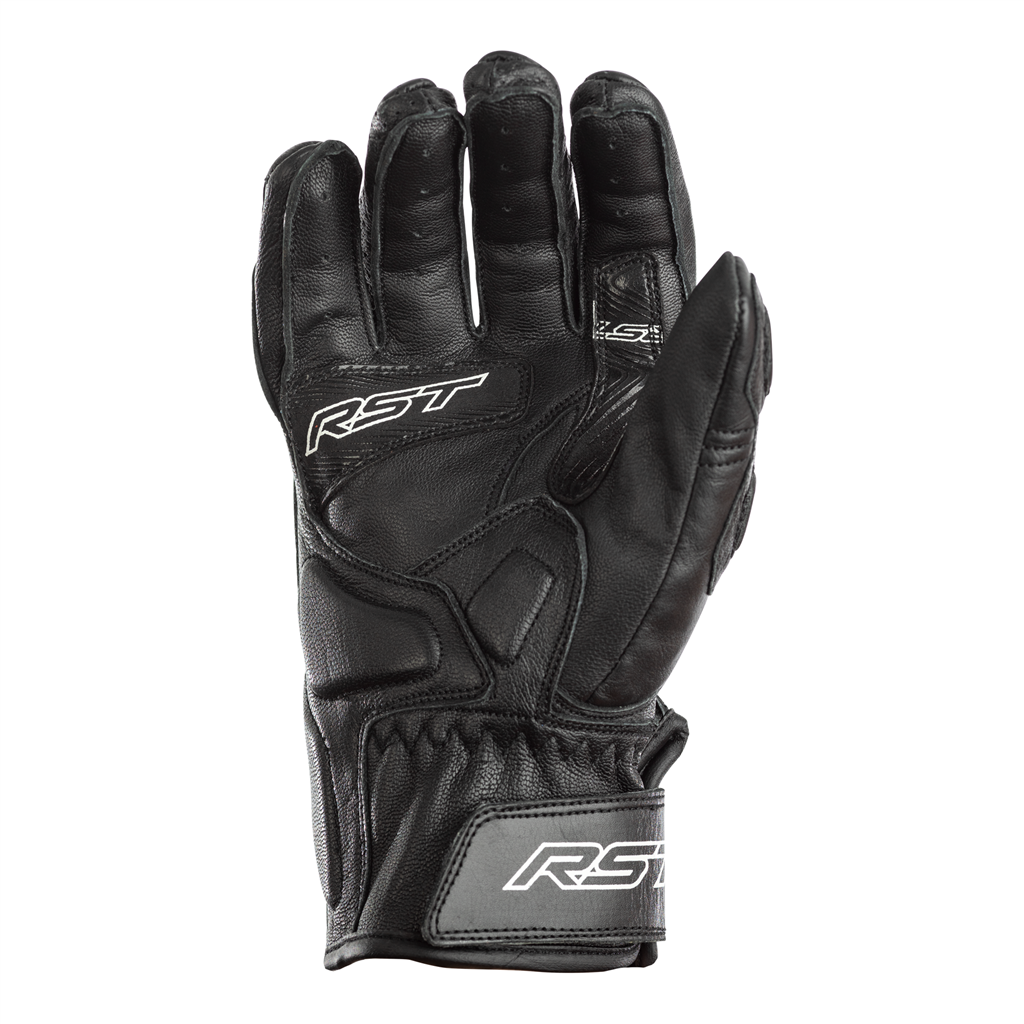 RST Stunt III CE Leather Mid Cuff Sports Motorcycle Motorbike Gloves Black Black