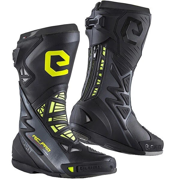 Eleveit RC Pro Microfibre Motorcycle Motorbike Race Track Boots - Black