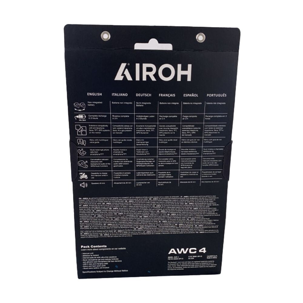 Airoh AWC4 Helmet Motorcycle Motorbike Intercom Communication System
