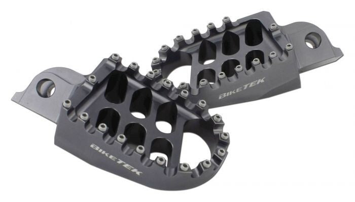 BikeTek MX Forged Wide Platform Footpegs Gun Metal Kawasaki- KX250F KX450F KX500