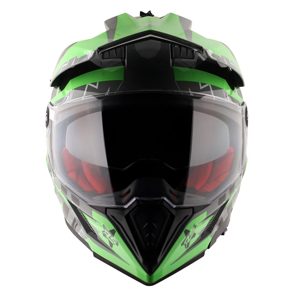 Axor X-Cross Adventure Dual Sport Helmet Grey/Green Free Smoke Visor & Pinlock