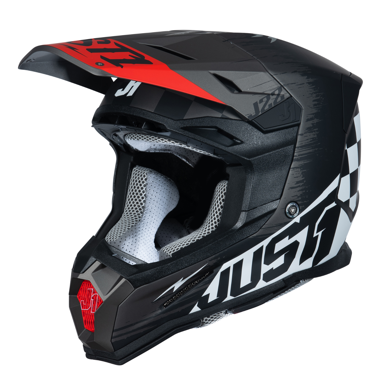 Just1 J22 Motocross Motorcycle Motorbike Helmet Flagman Red / Titanium / Black