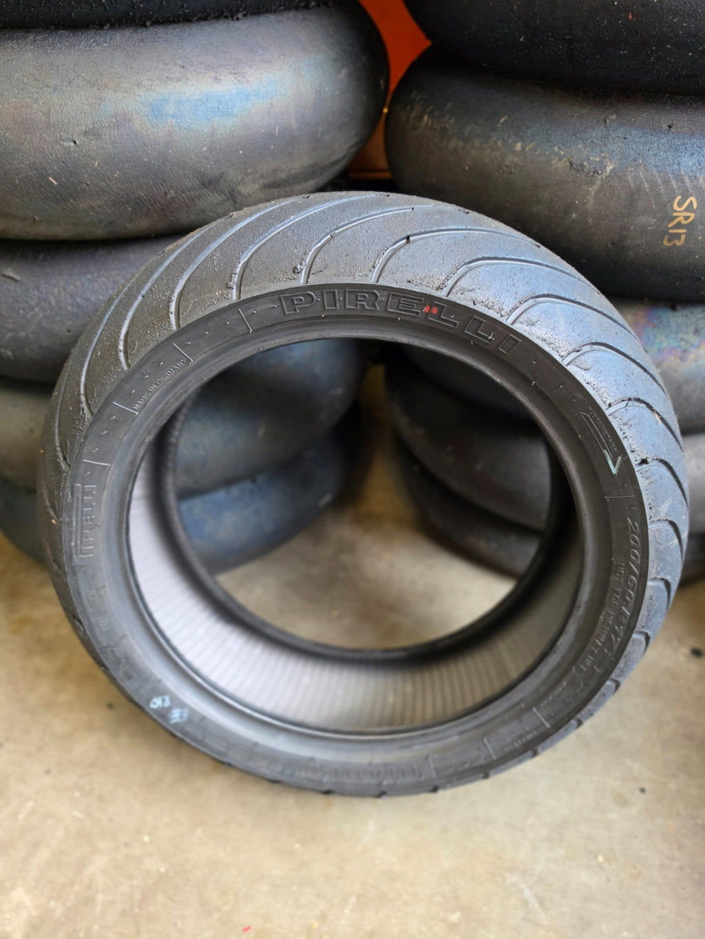 Pirelli Diablo Wet 200/60-17 part worn rear BSB scrub tyre, max feel W12