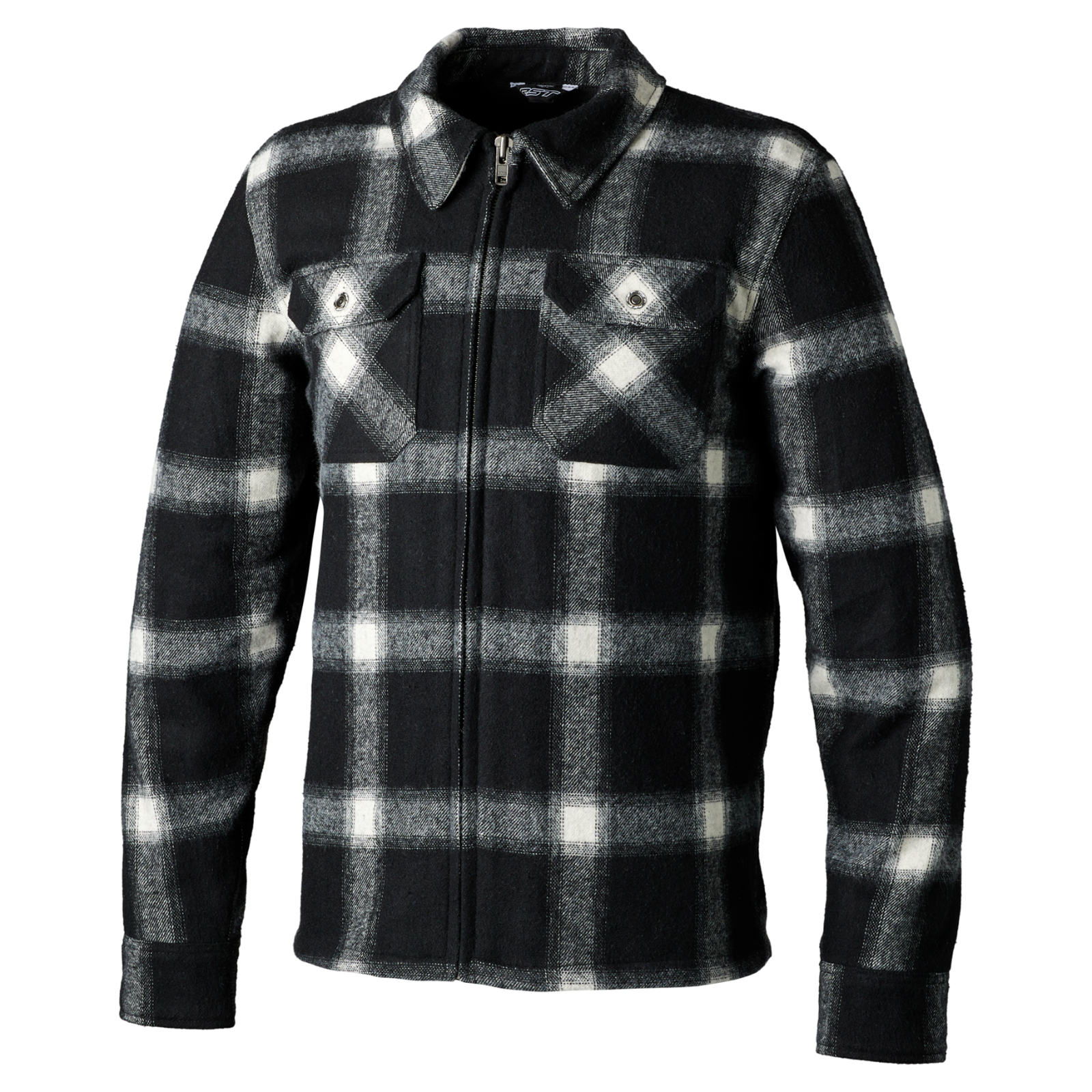 RST Brushed Wool CE Armoured Motorcycle Motorbike Riding Shirt Black White Check