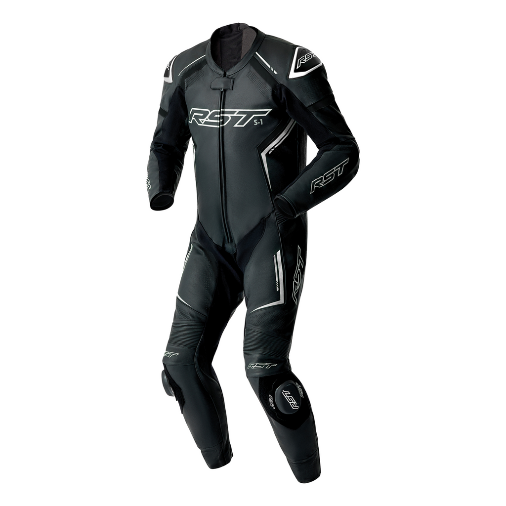 RST S1 D3O CE AAA Rated Leather Motorcycle Motorbike Race 1 Pc Suit Black White