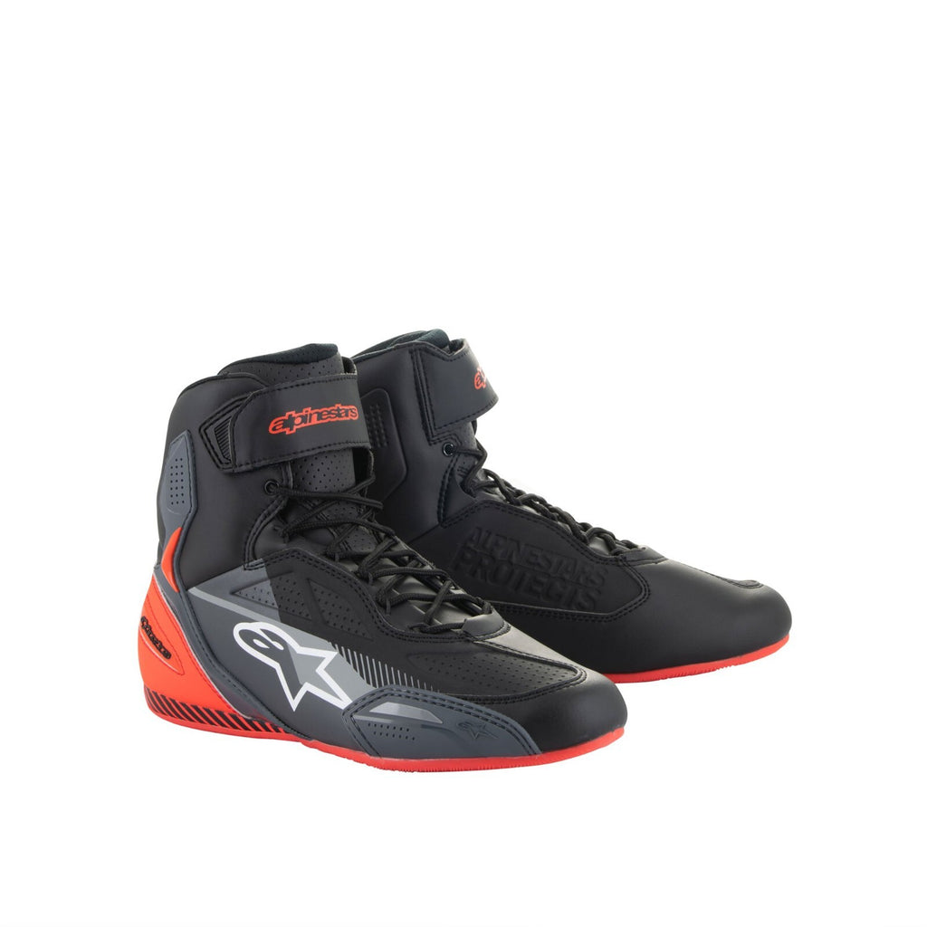 Alpinestars Faster 3 Motorcycle Motorbike CE Shoes Black Grey Red Fluo
