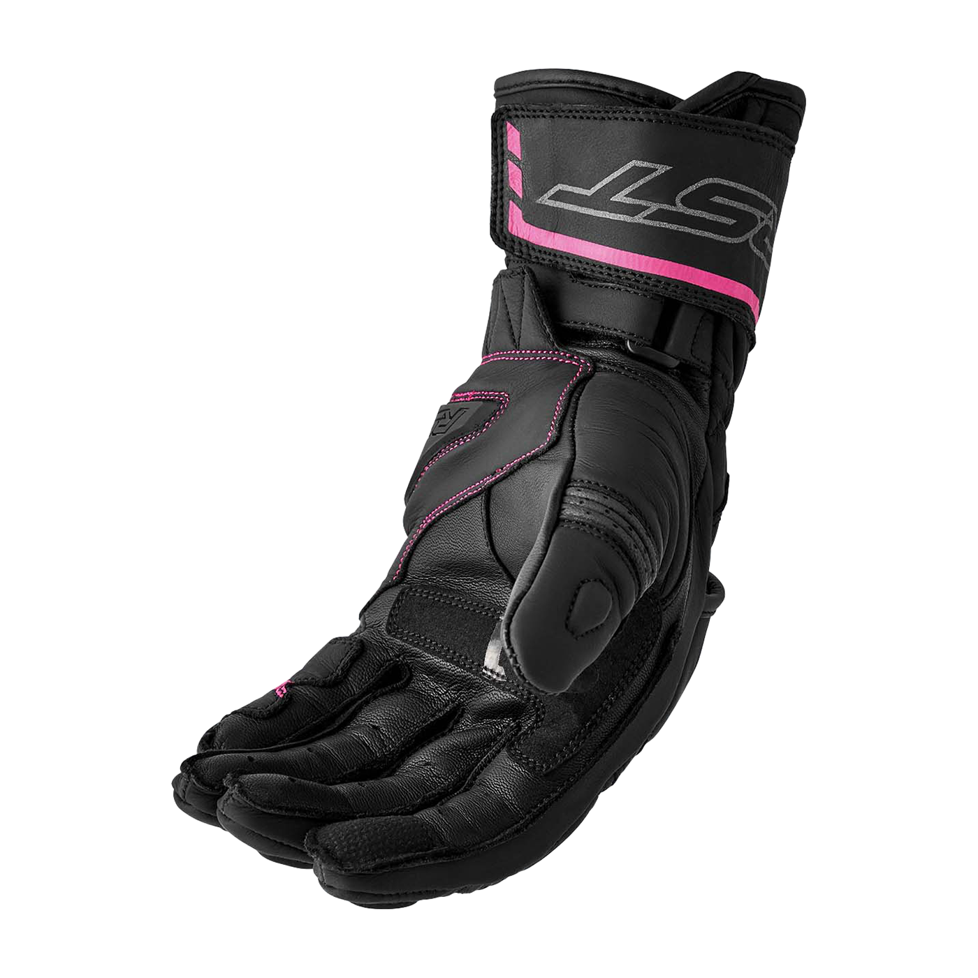 RST S-1 CE Ladies Leather Sports Motorcycle Motorbike Gloves - Black Pink