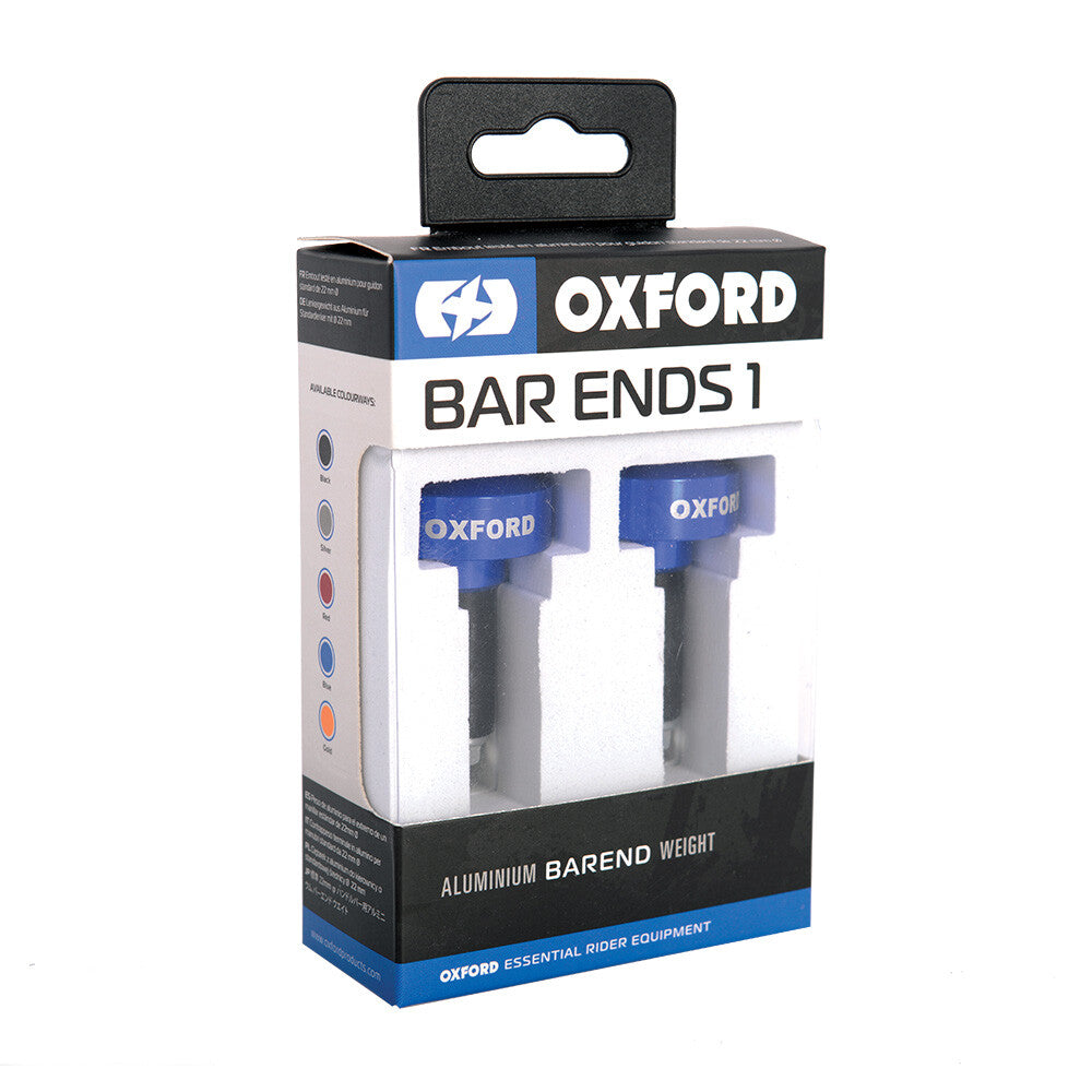 Oxford Bar Ends 1 Blue Essential Motorcycle Bar Ends 22mm Bars - OX591