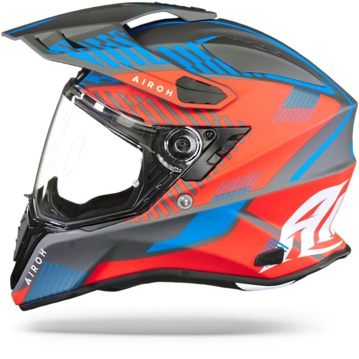 Airoh Commander Adventure ACU Gold Motorcycle Motorbike Helmet Matt Red Blue