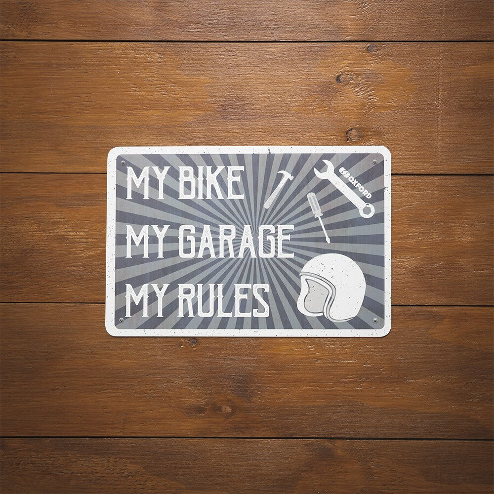 Oxford Garage Metal Motorcycle Motorbike Sign - MY BIKE MY GARAGE MY RULES