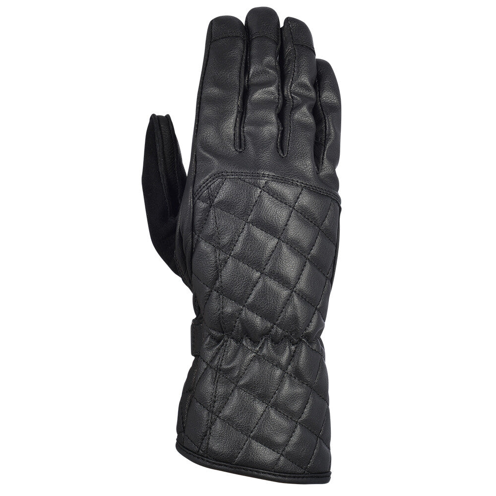 Oxford Somerville Quilted Leather Women Ladies Motorcycle Motorbike Gloves Black