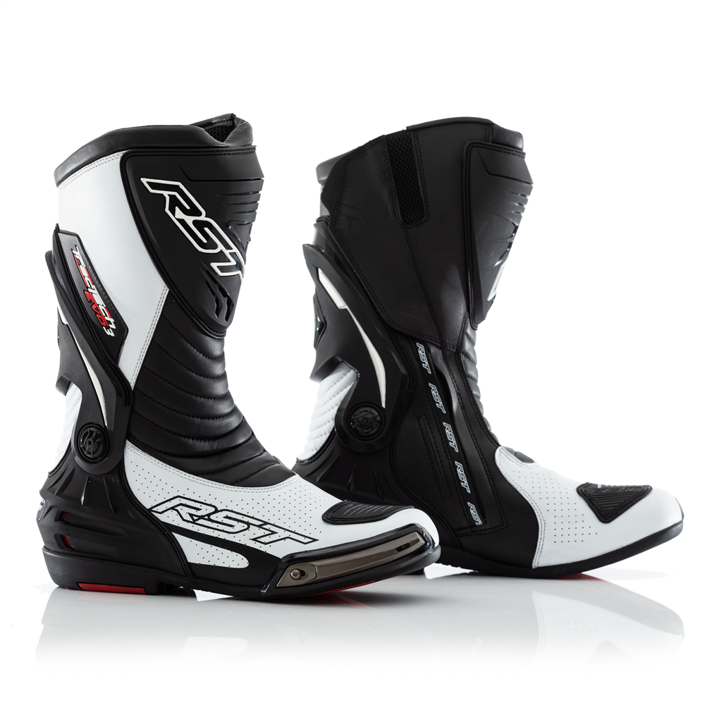 RST Tractech Evo III 3 Leather Sports Track CE Motorcycle Motorbike Boots White