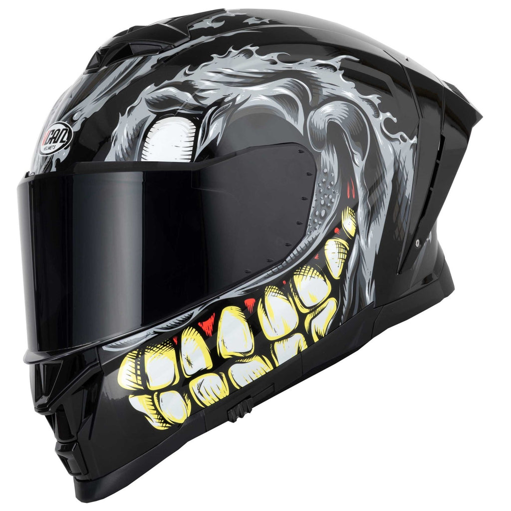 Vcan H162 Facestroke Grey ECE2206 ACU Gold Motorcycle Motorbike Full Face Helmet