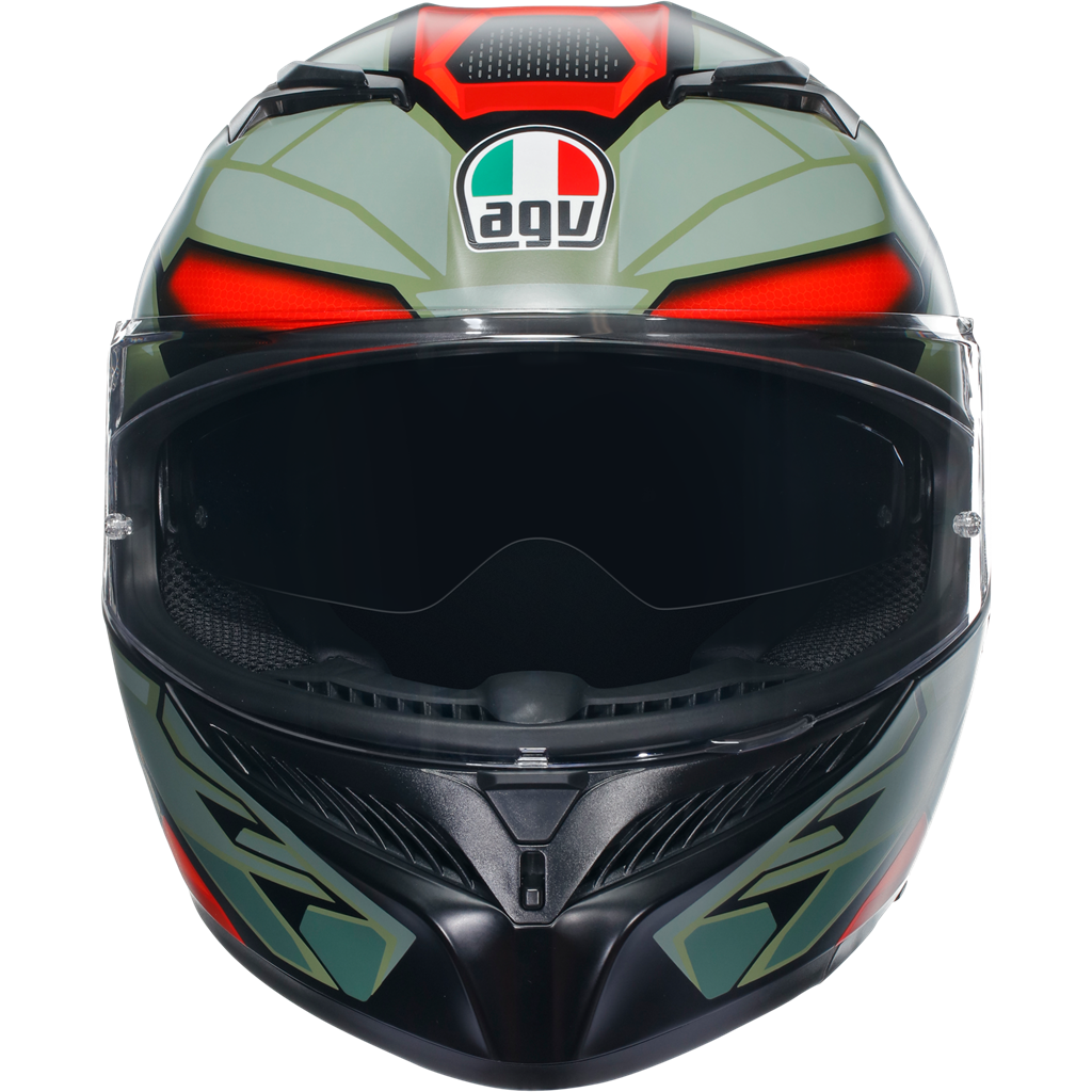 AGV K3 Decept Matt Black Green Red ECE2206 Full Face Motorcycle Motorbike Helmet