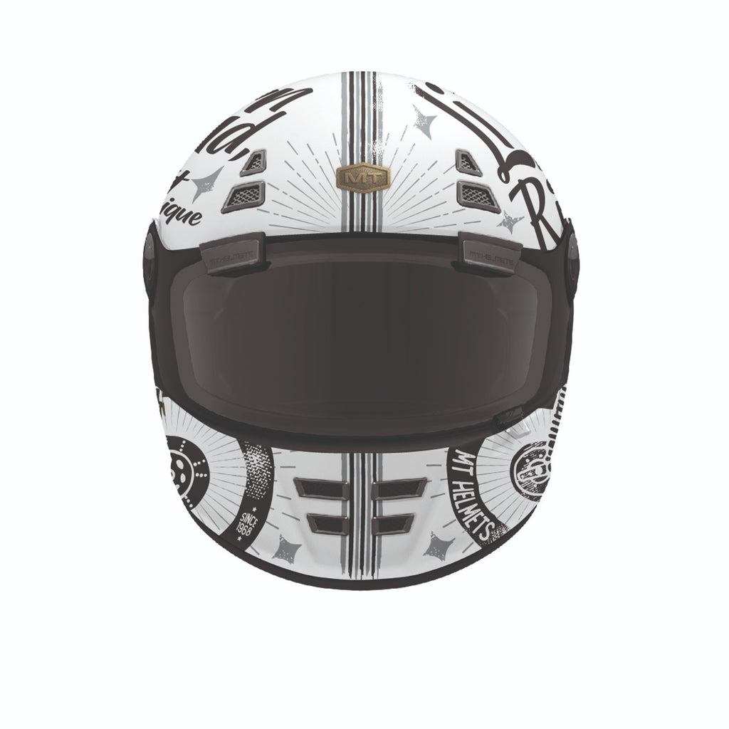 MT Jarama SV Art Gloss White Black Classic Style Motorcycle Motorbike Helmet