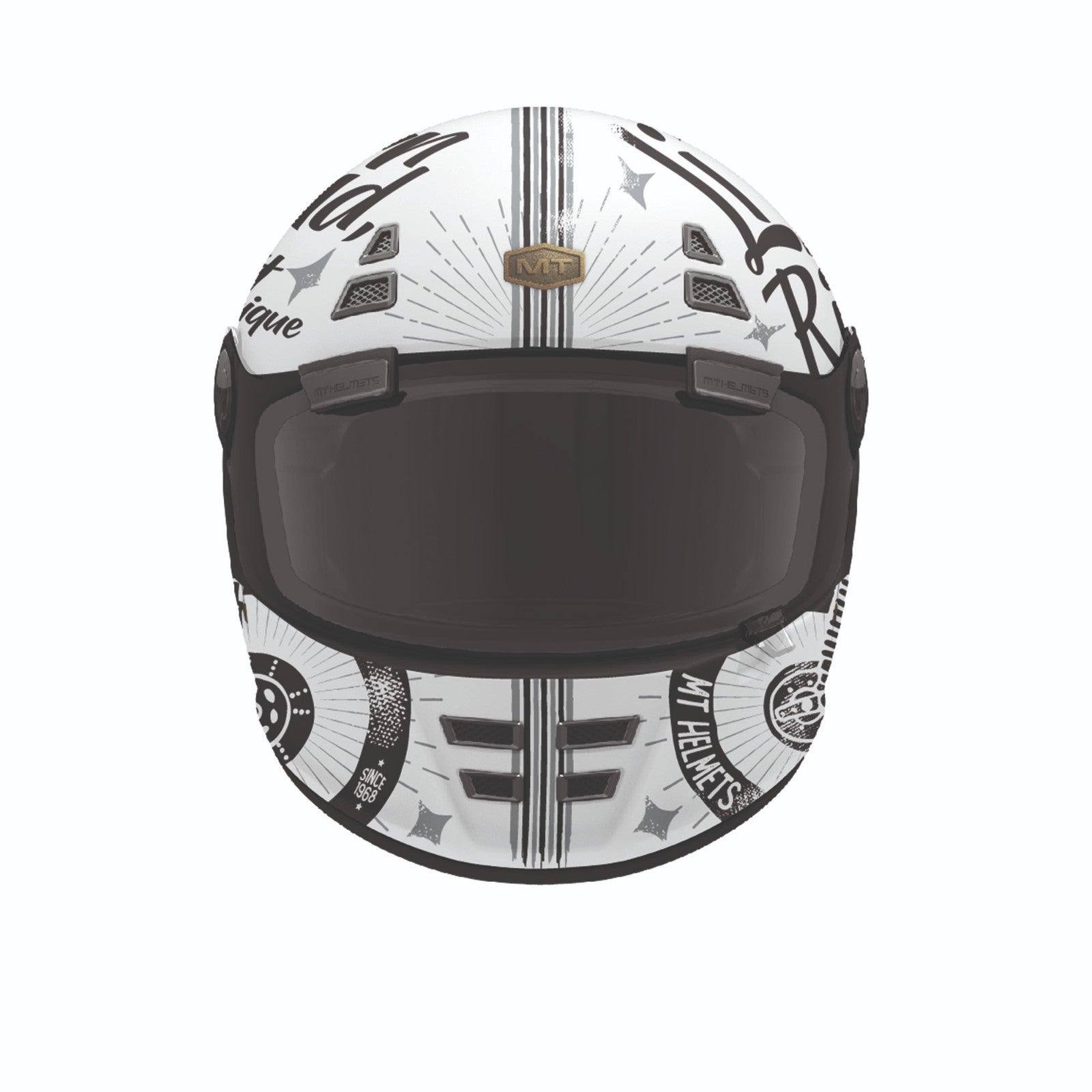 MT Jarama SV Art Gloss White Black Classic Style Motorcycle Motorbike Helmet