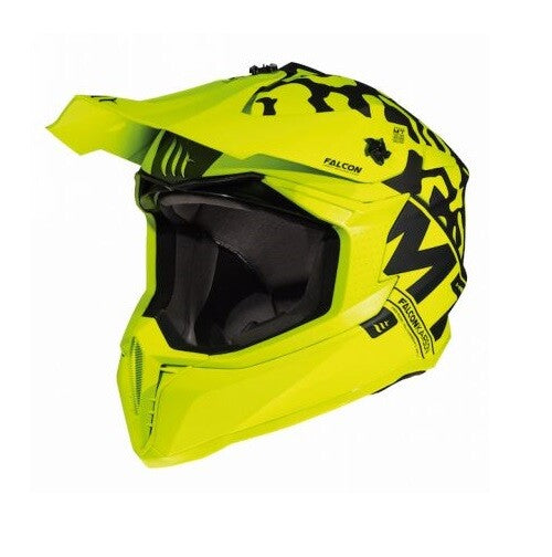 MT Falcon Motorcycle Motorbike MX Off Road Enduro Helmet Matt Yellow Black - XL
