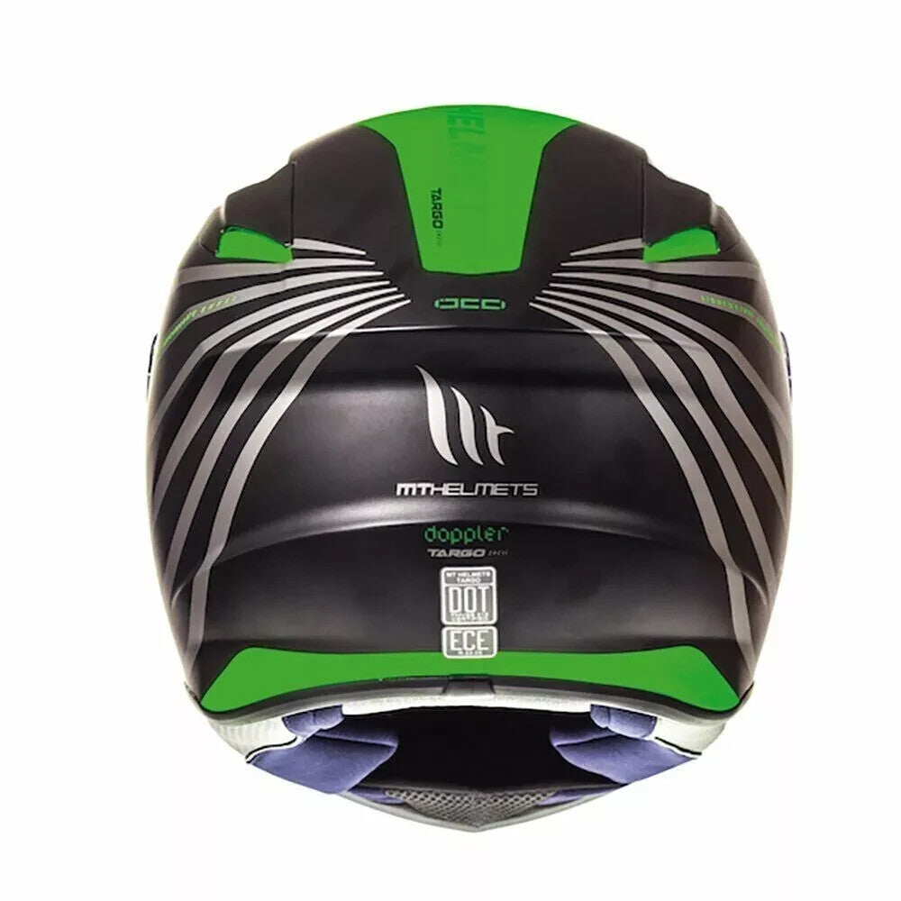 MT Targo Doppler Matt Black Fluor Green Full Face Motorcycle Motorbike Helmet