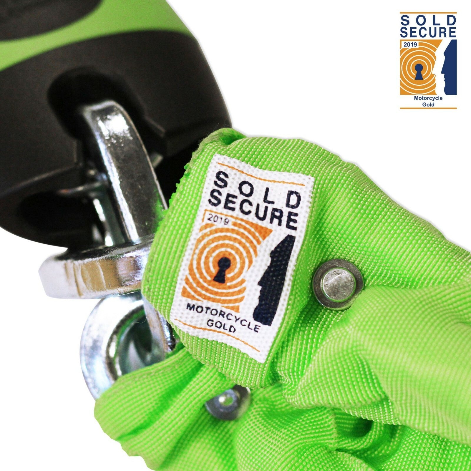 Mammoth Sold Secure Gold 12mm x 1.8m Motorcycle Motorbike Square Chain Lock