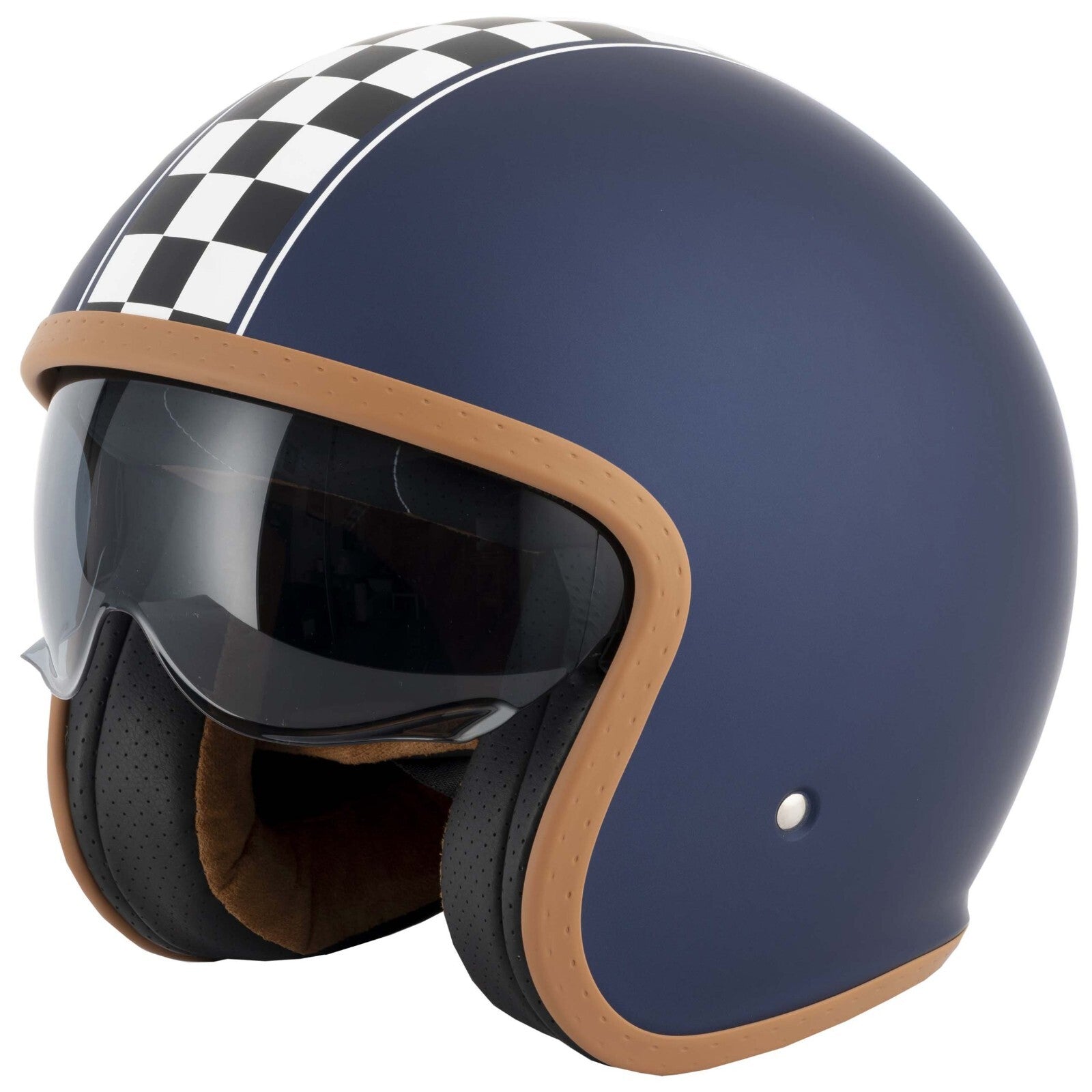 VCAN H589 Classic Retro Open Face Motorcycle Motorbike Helmet Victory Matt Blue