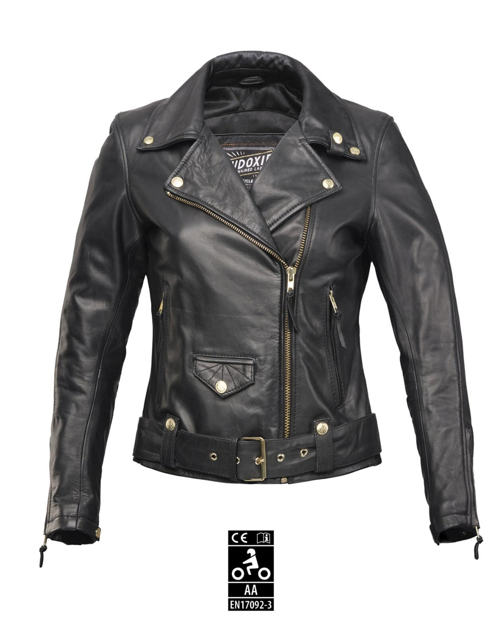 Eudoxie Women's Leather Motorcycle Jacket Amy Black - CE AA