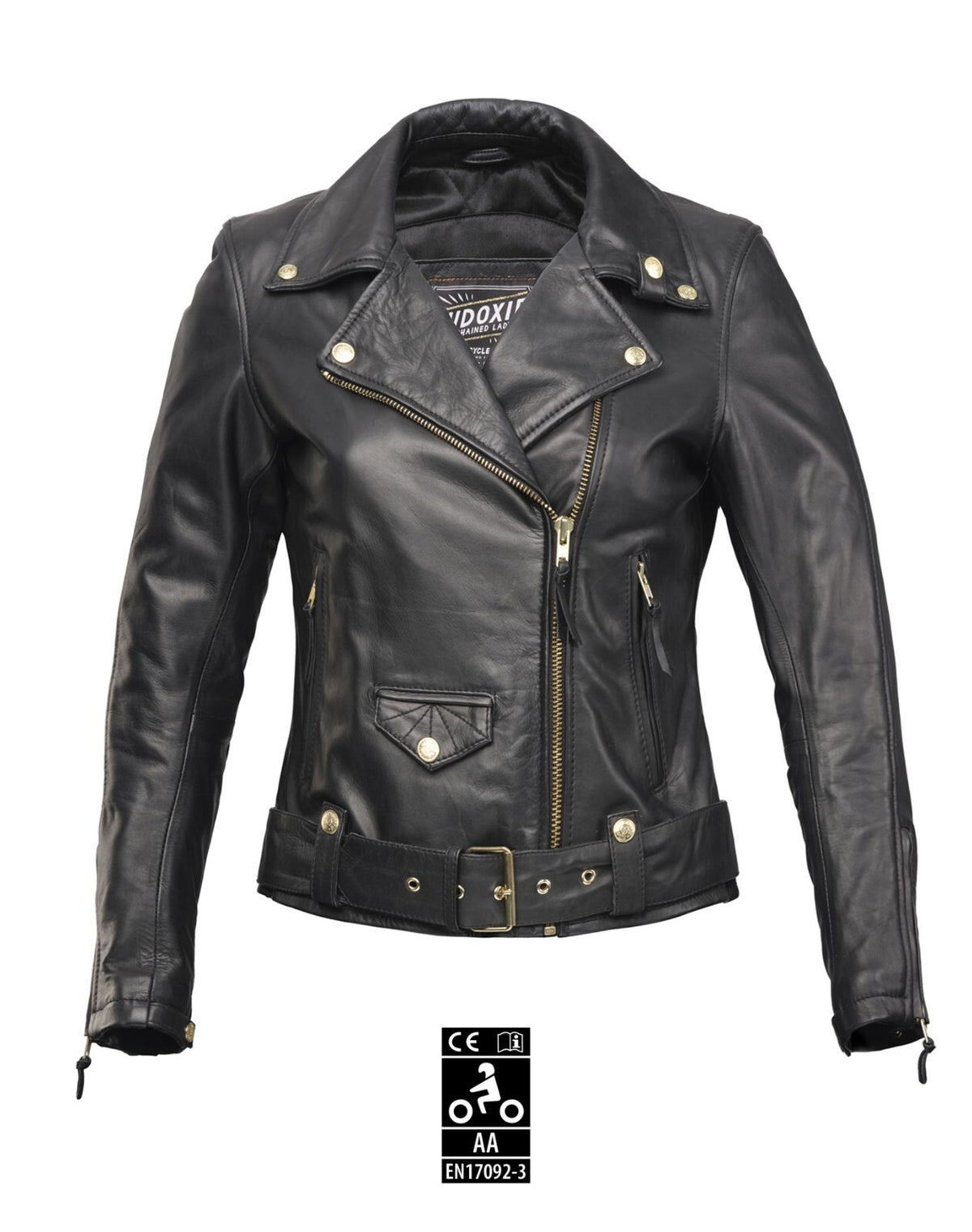Eudoxie Women's Leather Motorcycle Jacket Amy Black - CE AA